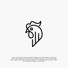 Simple minimalist outline rooster head logo with bold and sharp lines, perfect for food brands, farm businesses, and agricultural logos