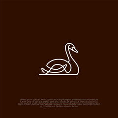 Simple minimalist outline duck logo with clean and smooth lines, ideal for wildlife branding, eco-friendly companies, and modern design projects