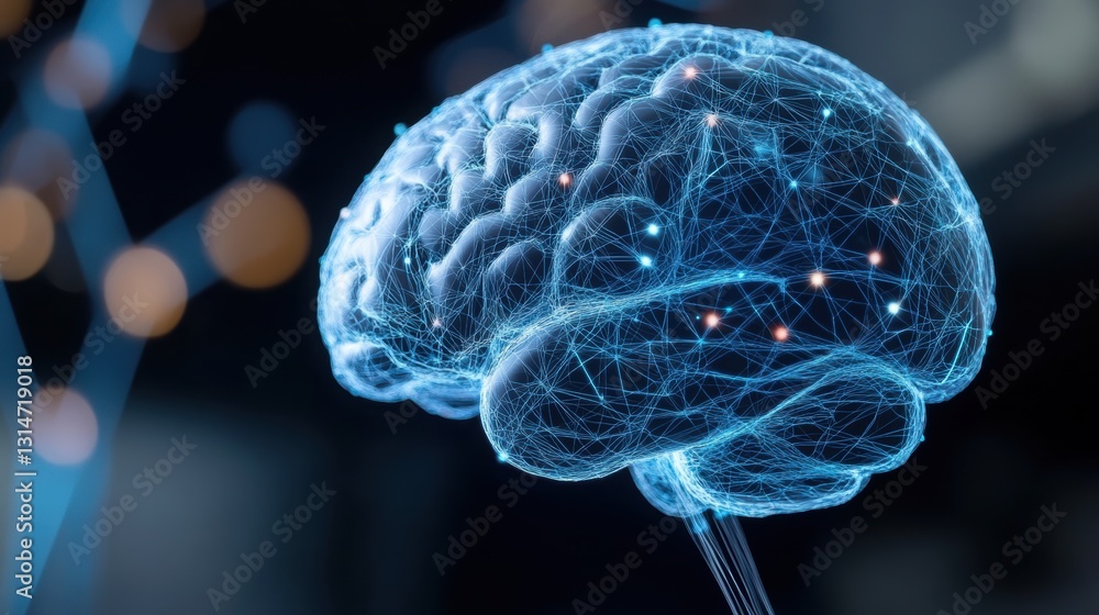 Aufkleber a brain that is transformed into a digital structure using lines .