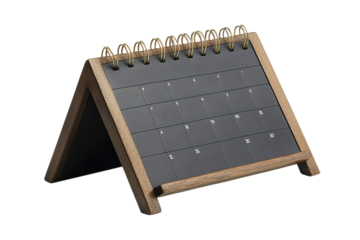 Desk calendar with spiral binding isolated on transparent background