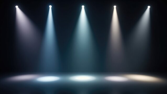 Set of various light profiles prepared for use in architecture. 3D rendering of light projections.