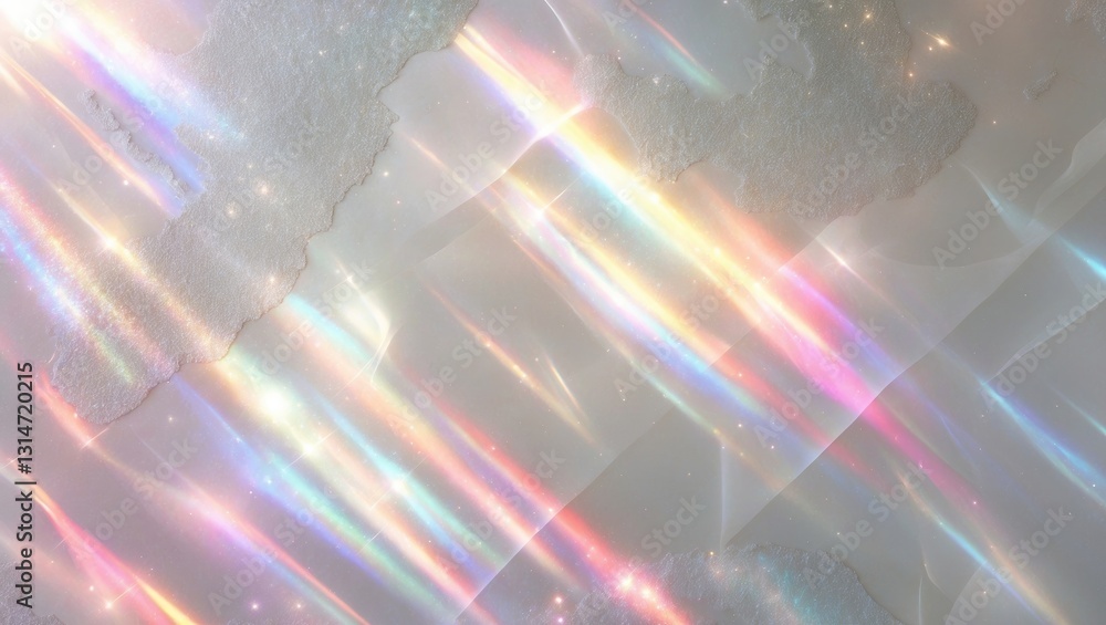 Poster background texture of prism light with a rainbow overlay and sunlight glitter