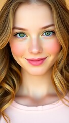 Naklejka premium Close-up portrait of a woman with beautiful makeup and hair. Use for beauty products advertisements or fashion magazines