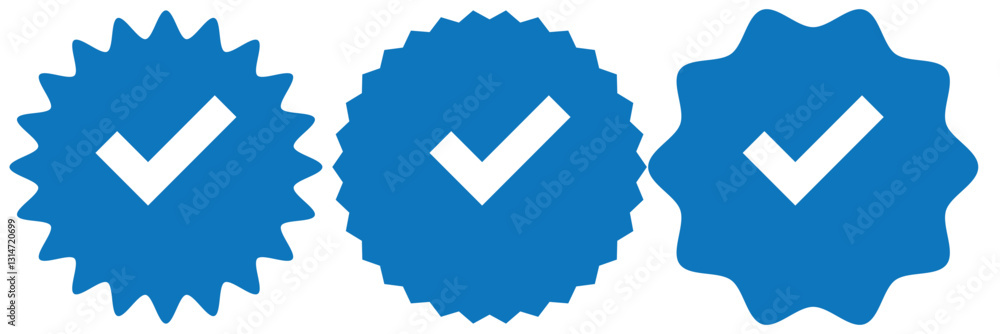 Poster blue check mark tick verification icon symbol vector.