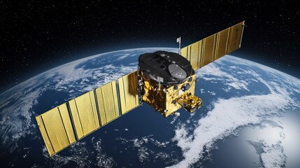Earth orbiting satellite in space