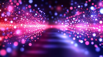 Dreamy luminous particle trails in ultramodern digital design space