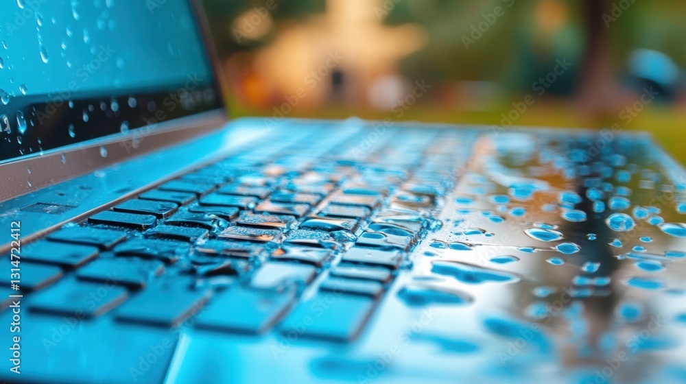 Poster glass table surface with reflection of keyboard .