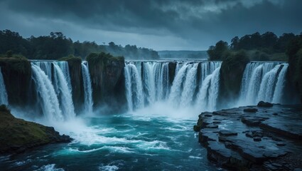 Fototapeta premium Stunning perspective of the waterfall.