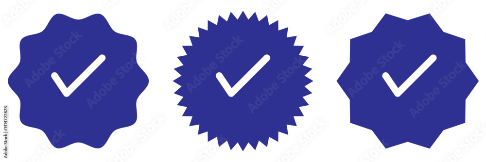 Poster blue check mark tick verification icon symbol vector.