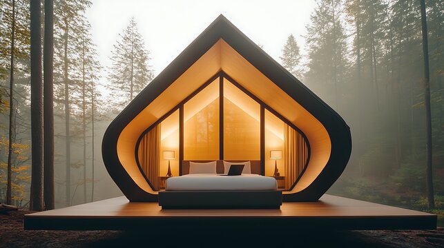 Tranquil modern cabin retreat forest location architecture inspiration natural environment serene viewpoint