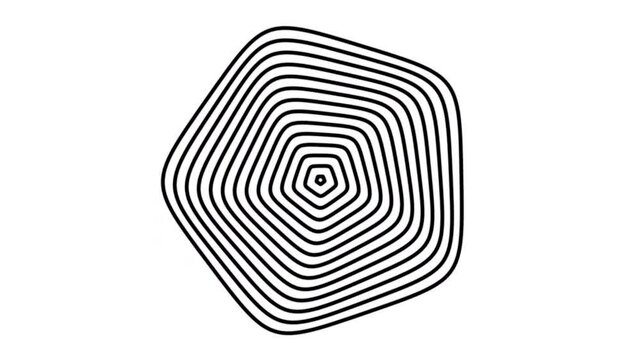 Black pentagon lines etc. rotate repeatedly with a combination of white background. abstract
