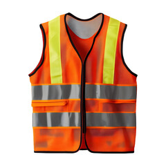 Orange safety vest on transparent background