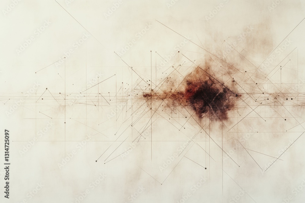 Poster Abstract network connections created with geometric shapes on a soft background with space for text
