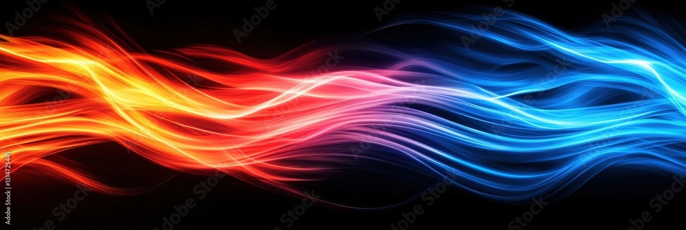 Aufkleber a colorful wave of red and blue flowing light against a black background, creating a dynamic and ene