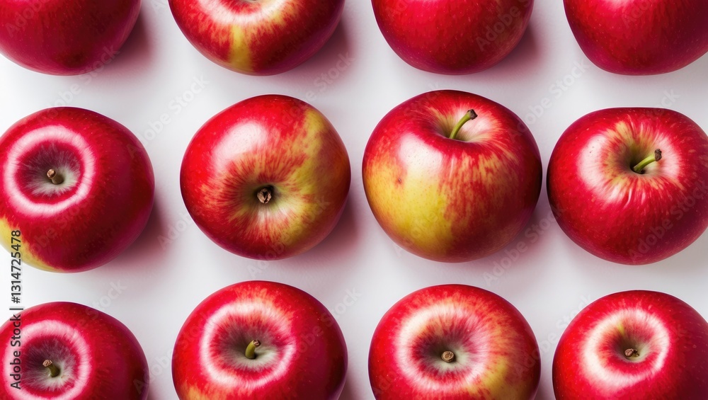 Poster apples isolated collection. set of red apples against a white background, viewed from various angles
