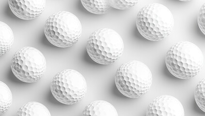 Golf balls arranged in pattern on white surface