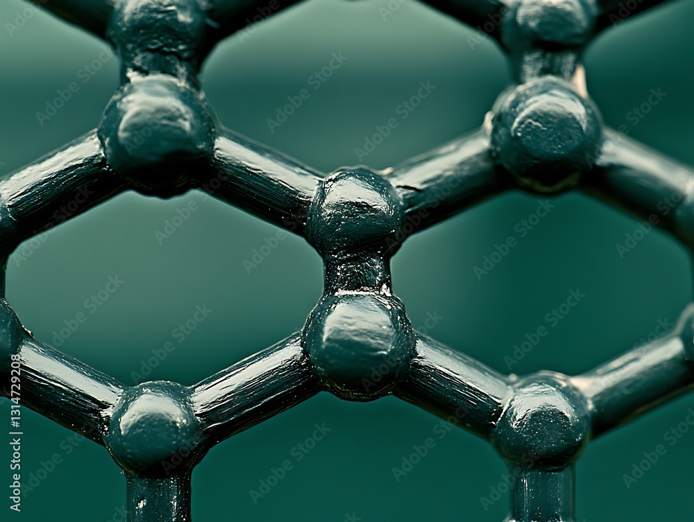 Poster intricate metal lattice structure with a subtle green hue close up view
