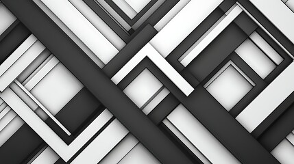 Abstract geometric shapes intersecting with white lines on a modern white background