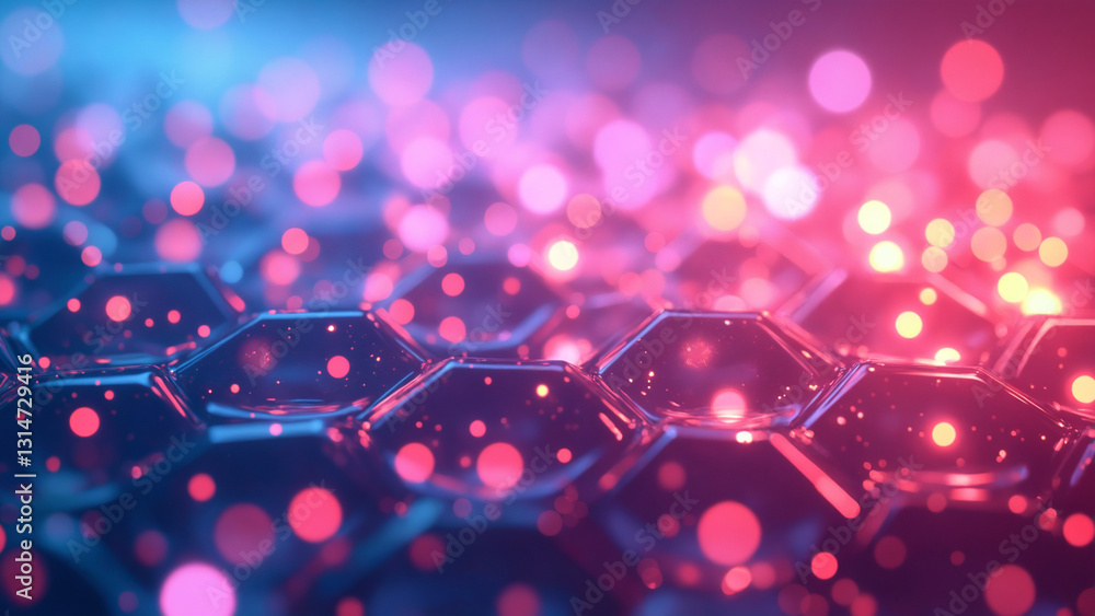 Poster Glowing digital hexagon abstract background