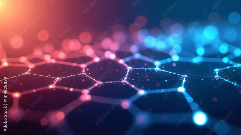 Poster Glowing digital hexagon abstract background