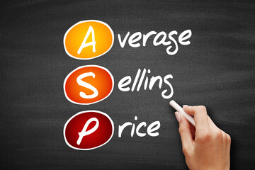 ASP - Average Selling Price acronym, business concept on blackboard