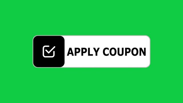 Green screen animation of Apply Coupon push button with pointer, simple animation of cursor icon clicking apply coupon button, Animation of apply coupon button, apply coupon button animation