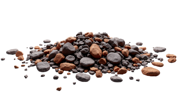 Scattering of Asteroids and Space Rubble Isolated on Transparent Background for Cosmic and Natural Themes
