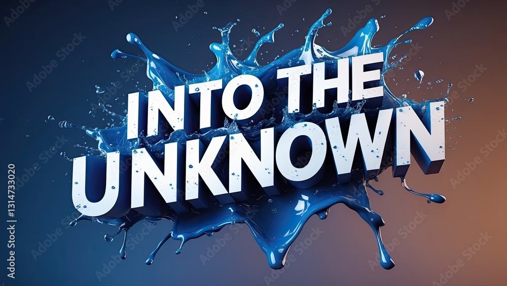 Poster dynamic splash of water against a dark gradient background with bold text reading 'into the unknown'