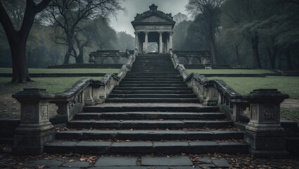 Obraz premium an ancient staircase located in a park