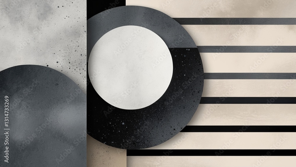 Aufkleber artistic creative poster. modern minimalistic composition featuring geometric shapes and brush strok