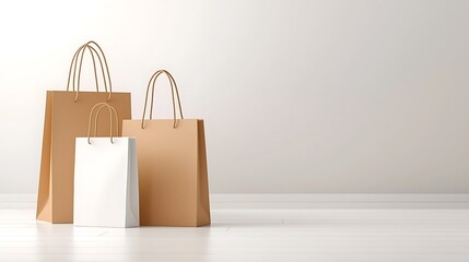 Shopping bags display retail space product photography minimalist environment top-down view consumer concept