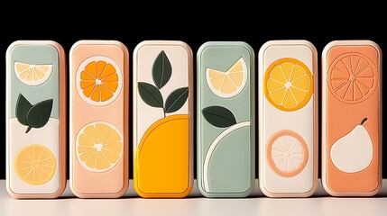 Creative citrus-inspired phone cases studio setting product photography minimalist environment close-up perspective modern aesthetic