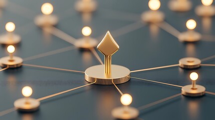 Innovative networking event showcasing golden connection points modern workspace digital art professional perspective