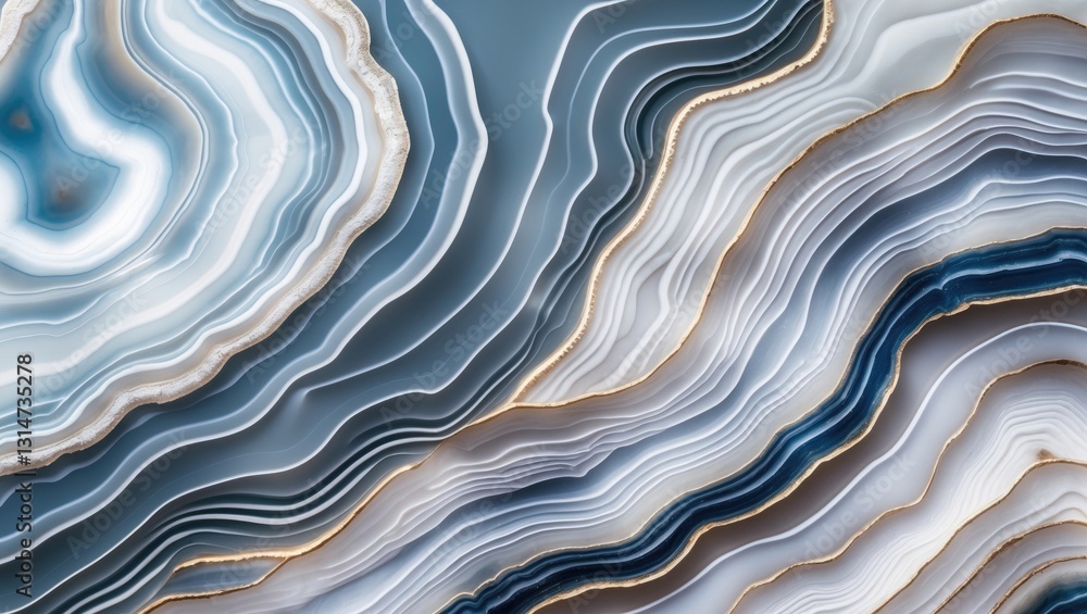 Poster amazing banded agate crystal slice viewed as a background. natural light illuminates the translucent