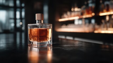 A striking amber drink presented in a sleek glass, exuding sophistication and warmth, ideal for showcasing luxury beverages in sophisticated settings.