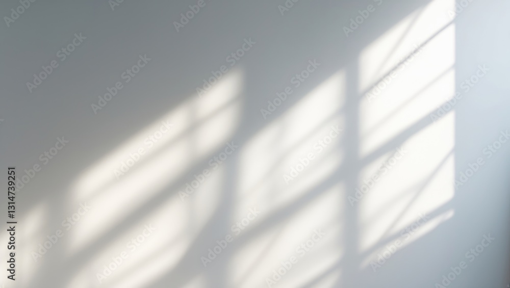 Aufkleber Overlay effect for images and mockups. Diagonal organic drop shadow and window light rays on a white wall. Shadows for effects of natural light.