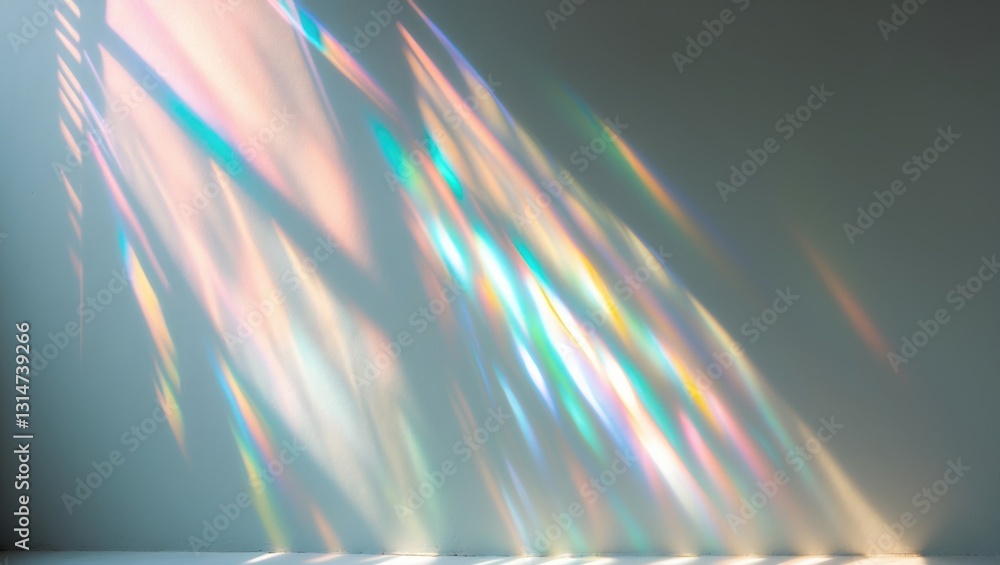 Aufkleber Blurred overlay effect for images and mockups. Wall texture featuring organic diagonal drop shadows and rays of light on a surface. Shadows for natural lighting effects.