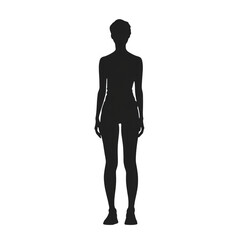 Fototapeta premium Silhouette of a female figure standing upright, on white background, perfect for design and creative projects.