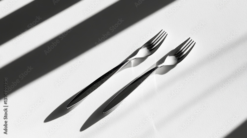 Poster minimalist shadows from two simple objects on a white background .