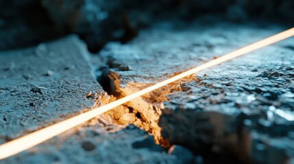 A thin light line crossing the frame diagonally . 