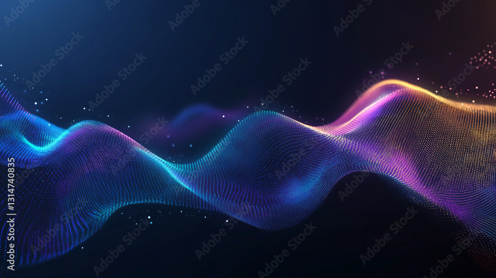 Poster abstract wave of digital brilliance: a mesmerizing visual representation of a flowing, vibrant, and 