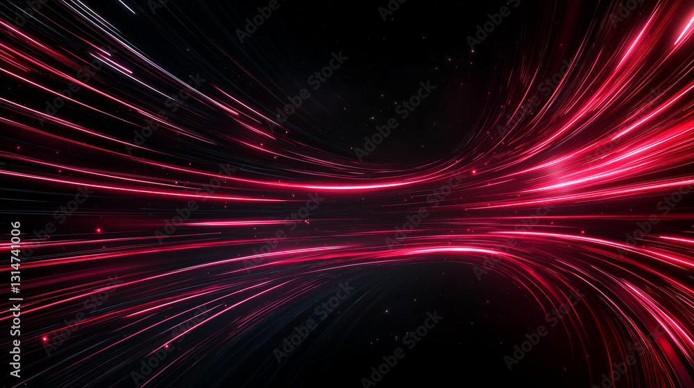 Aufkleber dynamic red lines on black: a vibrant, dynamic abstract of red lines on a dark background creates a 
