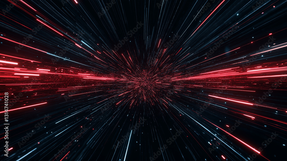 Poster hyperspace tunnel: abstract image depicting a mesmerizing journey through a vibrant hyperspace tunne