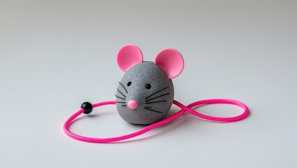 Pink and grey mouse toy figurine.