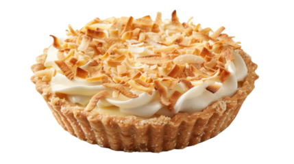Delicious coconut cream pie on transparent background tempting dessert lovers