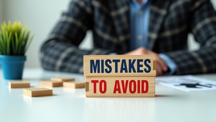 Text concept written on wooden blocks on a table highlighting Mistakes To Avoid.