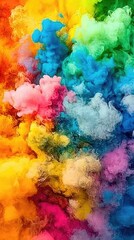 Colorful smoke swirls, vibrant hues, abstract art, background texture, design element