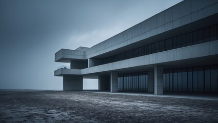 Fototapeta premium Modern building with exposed ground.