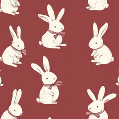 Seamless Cute Bunny Pattern – 100% Tileable Design