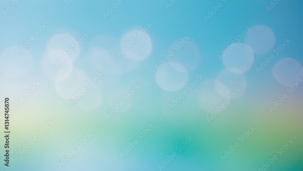 Poster pastel blue gentle gradient backdrop created with a macro lens, generating soft bokeh shapes and an 
